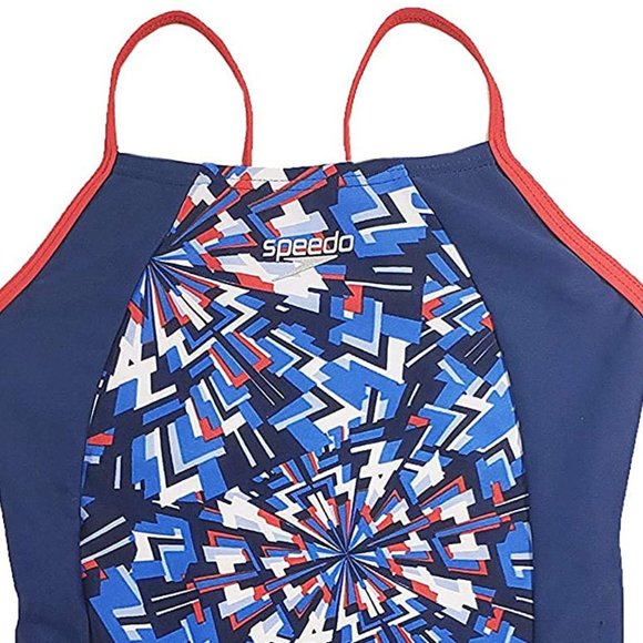 NEW Speedo Girls' One Piece SwimSuit Bathing Suit and Shorts Set XS 5/6 - Picture 3 of 4
